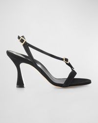 Marion Parke - Isa Leather Crystal Buckle Sandals - Lyst