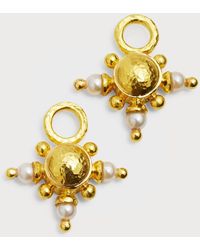 Elizabeth Locke - 19k Yellow Gold Gold Domed Pearl Earring Pendants For Hoops - Lyst