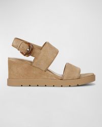 Vince - Roma Suede Wedge Slingback Sandals - Lyst