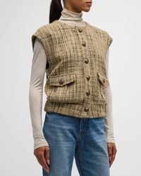 L'Agence - Uma Tweed Button-Front Vest - Lyst