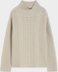 Max Mara - Miele Wool Cable Knit Turtleneck Sweater - Lyst