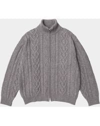 Vowels - Apos;S Wool Cable Knit Full-Zip Sweater - Lyst