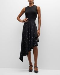 Givenchy - Asymmetric 4g Jacquard Sleeveless Midi Dress - Lyst