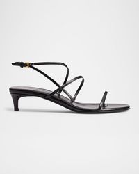 KHAITE - Strappy Leather Kitten-Heel Sandals - Lyst