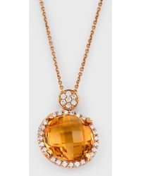 Lisa Nik - 18k Rose Gold Citrine And Diamond Pendant Necklace - Lyst