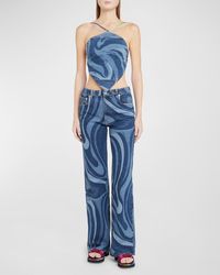Emilio Pucci - Mid-Rise Swirl-Print Denim Straight-Leg Trousers - Lyst