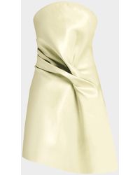 Kate Barton - Kate Strapless Draped Liquid-Effect Mini Dress - Lyst