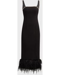 Likely - Georgie Rhinestone-Trim Sleeveless Feather-Hem Midi Dress - Lyst