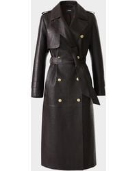 Mackage - Gael-Nv Croc-Embossed Leather Trench Coat - Lyst