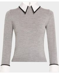 Alice + Olivia - Collared Wool Sweater - Lyst