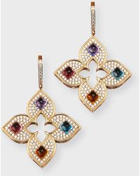 Roberto Coin - 18K Rose Earrings With Diamonds And Semiprecious Stones - Lyst
