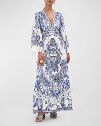 Camilla - Kimono-Sleeve Silk Crepe Maxi Dress - Lyst