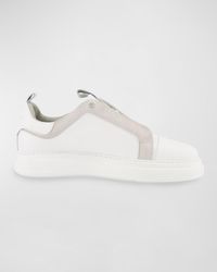 Karl Lagerfeld - Leather And Suede Karl Head Low-Top Sneakers - Lyst