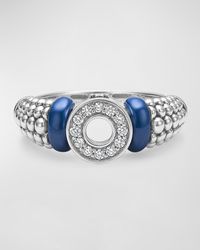 Lagos - Blue Caviar Marine Ceramic And Small Diamond Circle Ring - Lyst