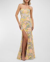 HELSI - Lola Strapless Sequin Floral Trumpet Gown - Lyst
