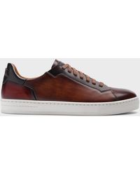 Magnanni - Amadeo Burnished Leather Low-Top Sneakers - Lyst