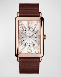 Franck Muller - Long Island 18k Rose Gold White Dial Watch With Alligator Strap - Lyst