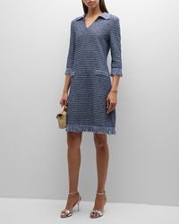 Misook - Fringe-trim Tweed Knit Midi Dress - Lyst