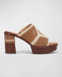 Frye - Pipa Suede Crochet Platform Mule Sandals - Lyst