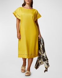 Marina Rinaldi - Plus Size Bartolo Embroidered Linen Midi Dress - Lyst