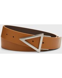 Bottega Veneta - Triangle Buckle Reversible Leather Belt - Lyst