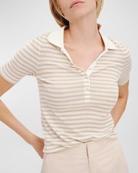 ATM - Modal Rib Stripe Short-Sleeve Henley T-Shirt - Lyst