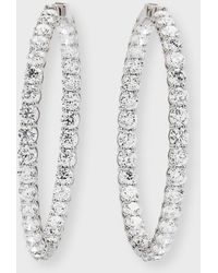 Neiman Marcus - 18k White Gold Diamond Hoop Earrings, 21.12tcw - Lyst