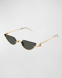 Gucci - Half-rimmed Metal Cat-eye Sunglasses - Lyst