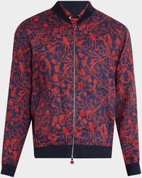 Kiton - Linen Coral-Print Full-Zip Bomber Jacket - Lyst