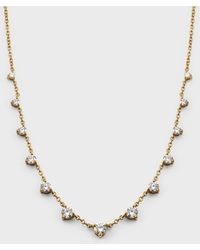 Memoire - 18k Yellow Gold 13 Round Diamond Three Prong Necklace, 18"l - Lyst