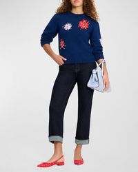 Kate Spade - Beaded Floral Applique Wool Sweater - Lyst