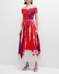 Erdem - Off-Shoulder Floral Print Cocktail Dress - Lyst