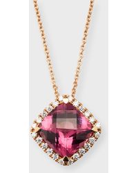 Lisa Nik - 18k Rose Gold Garnet Pendant Necklace With Diamonds - Lyst
