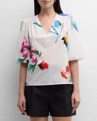 Finley - Tish Floral-Print Blouson-Sleeve Top - Lyst