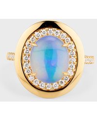 David Kord - 18k Yellow Gold Ring With Oval Opal And Diamonds, Size 7, 1.84tcw - Lyst