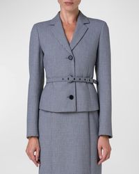 Akris Punto - Micro Houndstooth Pebble Crepe Belted Single-Breasted Jacket - Lyst