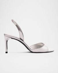 SCHUTZ SHOES - Scarlett Metallic Leather Mid-Heel Slingback Sandals - Lyst