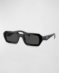 Prada - Triangle Logo Acetate Rectangle Sunglasses - Lyst