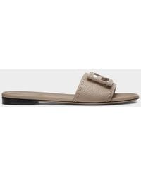 Fendi - Baguette Ff Leather Buckle Flat Slide Sandals - Lyst