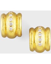 Elizabeth Locke - Amalfi Diamond 19k Gold Huggie Earrings - Lyst