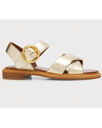 See By Chloé - Lyna Metallic Crisscross Ankle-Strap Sandals - Lyst