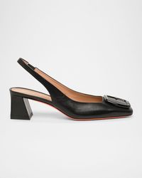 Santoni - Lemon Buckle Slingback Leather Pumps - Lyst