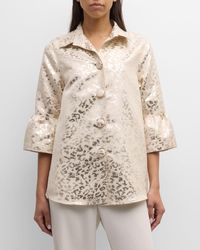 Caroline Rose - Button-Down Shimmer Jacquard Pary Shirt - Lyst