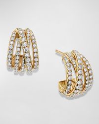 David Yurman - Pave Crossover Shrimp Earrings With Diamonds And 18k Gold - Lyst