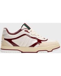 Gucci - Apos;S Re-Web Suede And Calf Patent Leather Sneakers - Lyst