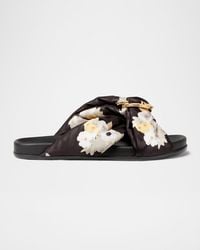 Fendi - Feel Ff Satin Floral Slide Sandals - Lyst
