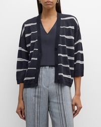 Peserico - Striped V-neck Button-down Cardigan - Lyst