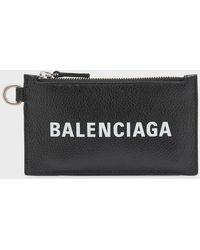 Balenciaga - Key Ring Leather Logo Card Case - Lyst