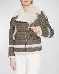 Yves Salomon - Check-print Coat W/ Lamb Shearling Trim - Lyst