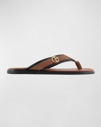 Giorgio Armani - Leather Logo Thong Sandals - Lyst